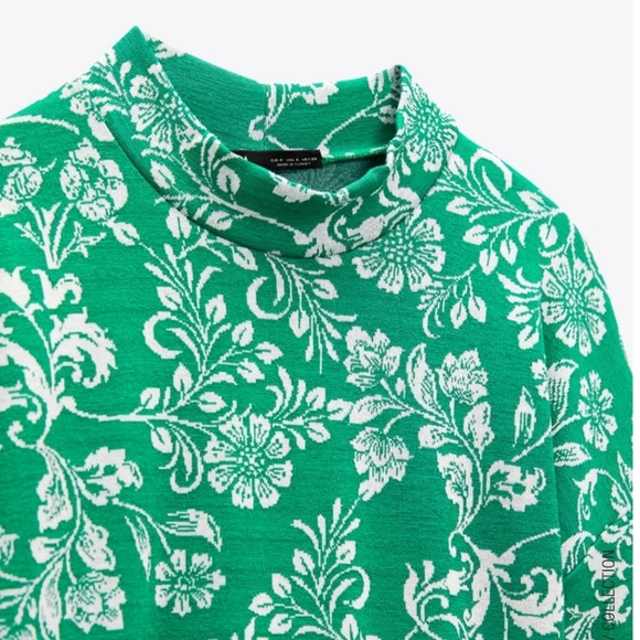 Zara Balloon-Sleeve Jacquard Dress NWT - Picture 3 of 5